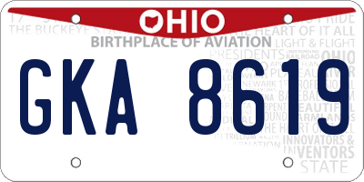 OH license plate GKA8619