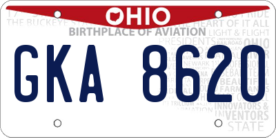 OH license plate GKA8620