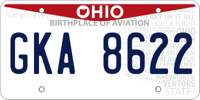 OH license plate GKA8622