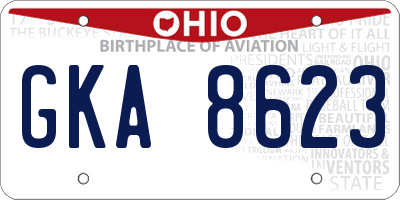 OH license plate GKA8623