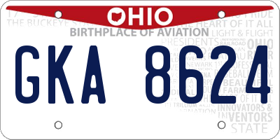 OH license plate GKA8624