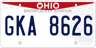 OH license plate GKA8626