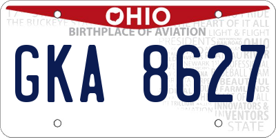 OH license plate GKA8627