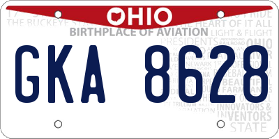 OH license plate GKA8628