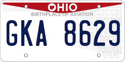 OH license plate GKA8629