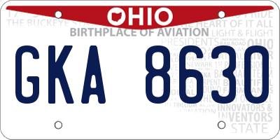 OH license plate GKA8630
