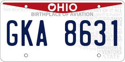 OH license plate GKA8631