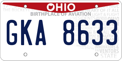 OH license plate GKA8633