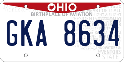 OH license plate GKA8634