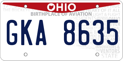 OH license plate GKA8635