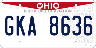 OH license plate GKA8636