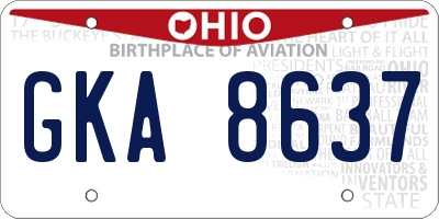 OH license plate GKA8637