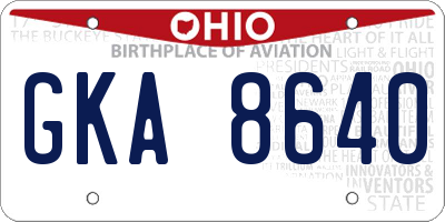 OH license plate GKA8640