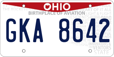 OH license plate GKA8642