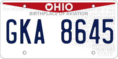 OH license plate GKA8645