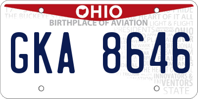 OH license plate GKA8646