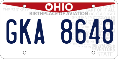OH license plate GKA8648