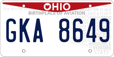 OH license plate GKA8649