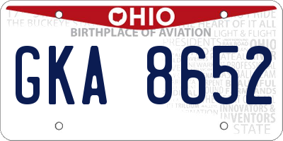 OH license plate GKA8652