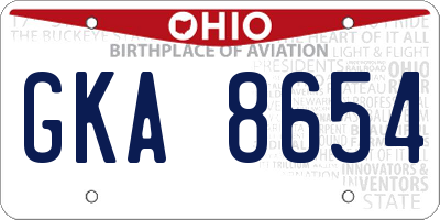 OH license plate GKA8654
