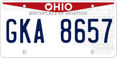 OH license plate GKA8657
