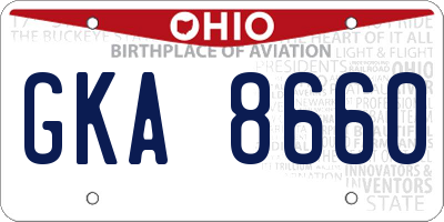 OH license plate GKA8660