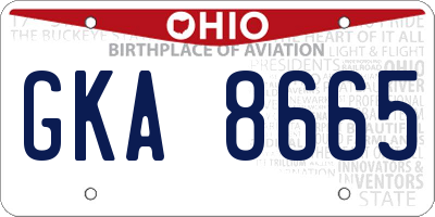 OH license plate GKA8665