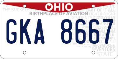OH license plate GKA8667