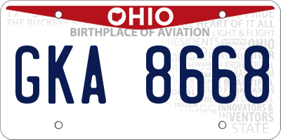 OH license plate GKA8668