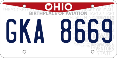OH license plate GKA8669