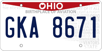 OH license plate GKA8671