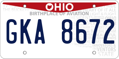 OH license plate GKA8672