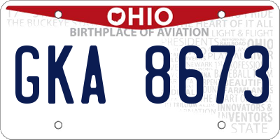 OH license plate GKA8673