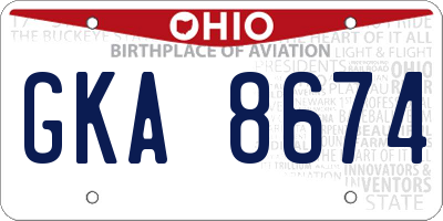 OH license plate GKA8674