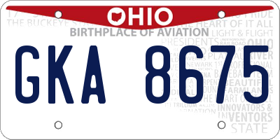 OH license plate GKA8675