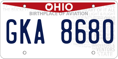 OH license plate GKA8680