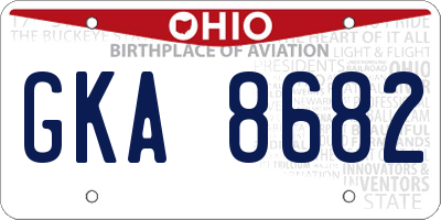 OH license plate GKA8682