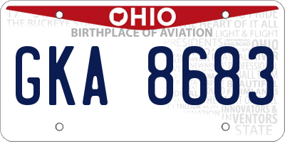 OH license plate GKA8683