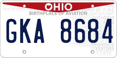 OH license plate GKA8684
