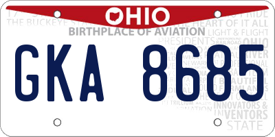 OH license plate GKA8685