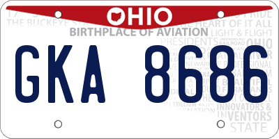 OH license plate GKA8686