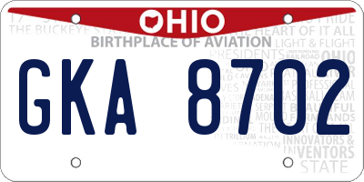 OH license plate GKA8702