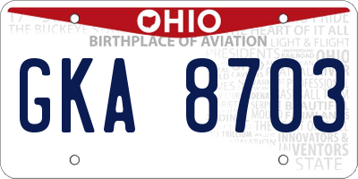OH license plate GKA8703