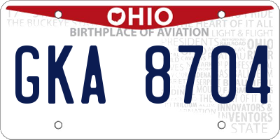 OH license plate GKA8704