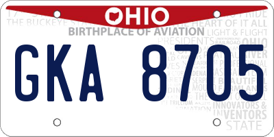 OH license plate GKA8705