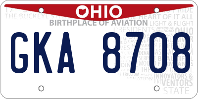 OH license plate GKA8708