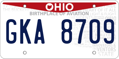 OH license plate GKA8709