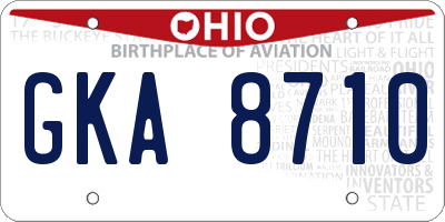 OH license plate GKA8710