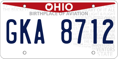 OH license plate GKA8712