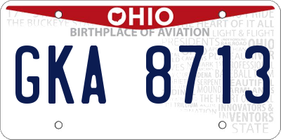 OH license plate GKA8713